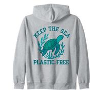 Keep The Sea Plastic Free Sea Turtle Eco Ocean Earth Day Zip Hoodie