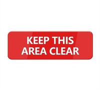 Keep This Area Clear Sign Stickers, 10X3 Inch Acrylic Plaque With Strong Adhesives For Door Office Business Outdoor, White Letters On Red Background