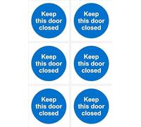 Keep this door closed sign - 100x100mm, pack of 6 stickers on A4 sheet