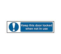 Keep This Door Locked When Not in Use Sign - Health & Safety - Self-Adhesive PVC - 200mm x 50mm