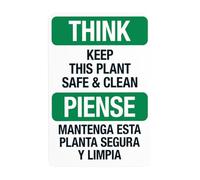 Keep this plant safe & clean bilingual warning sign, slogan security metal signs for business home outdoor indoor road yard garage street wall safety caution custom decor 8×12 INCH