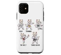 Keep Training Till The Belt Turns Black Taekwondo Cat Case for iPhone 11