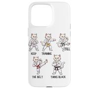 Keep Training Till The Belt Turns Black Taekwondo Cat Case for iPhone 15 Pro Max