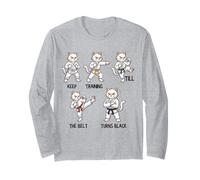 Keep Training Till The Belt Turns Black Taekwondo Cat Long Sleeve T-Shirt