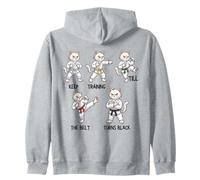Keep Training Till The Belt Turns Black Taekwondo Cat Zip Hoodie