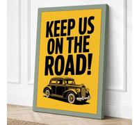 Keep Us On The Road Vintage Canvas Wall Art Print 18x12 Inch