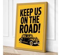 Keep Us On The Road Vintage Canvas Wall Art Print 24x16 Inch