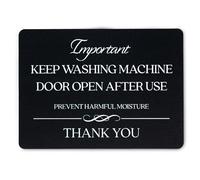 Keep Washing Machine Door Open After Use Sign (BLACK MAGNET 4.75 x 3.5 in)