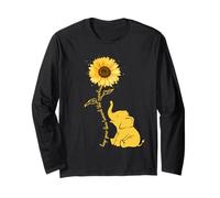 Keep Your Face Toward The Sunshine Elephant and Sunflower Long Sleeve T-Shirt
