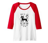Keep Your Paws Where I Can See Them - Cute Cat Raglan Baseball Tee, Women, Red/White, M