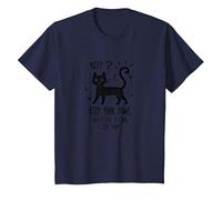 Keep Your Paws Where I Can See Them - Cute Cat T-Shirt, Kids, Navy, 3 Years