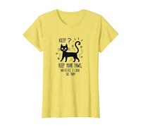 Keep Your Paws Where I Can See Them - Cute Cat T-Shirt, Women, Lemon, S