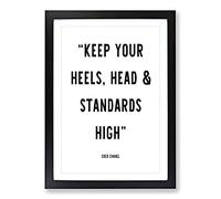 Keep Your Standards High Typography Framed Print | A2 Black Framed Wall Art | Ready to Hang | Modern Positive Affirmations Picture | Living Room Bedroom Lounge Office