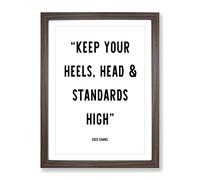 Keep Your Standards High Typography Quote Framed Wall Art Print, Ready to Hang Picture for Living Room Bedroom Home Office Décor, Walnut A3 (34 x 46 cm)