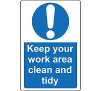 Keep your work area clean and tidy sign - Self adhesive sticker (300mm x 200mm)