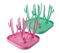 KEEPAQ Drying Rack Baby Bottles 2Pack, Drying Rack for Bottles with Removable Drip Tray, BPA-Free Baby Bottles Accessories for Drying Baby Bottle Teats, Cups and Other Accessories (Pink&Green)