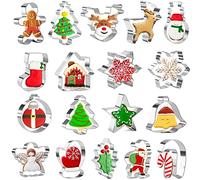Keepaty 18 Pieces Christmas Cookie Cutters Set for Baking - Christmas Tree,Gingerbread Man,Snowflake,Santa Claus and More Shapes Xmas Biscuit/Pastry Cutter