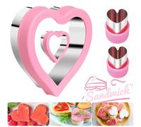 Keepaty Valentine's Day Cookie Cutters,Stainless Steel Heart Cookie Cutter,Sandwich Vegetable Fruit Cookie Cutters with Comfort Grip for Wedding Birthday Cake Decorations