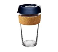 KeepCup Ace, Reusable Glass Coffee Cup with Recycled Tennis Ball and Cork Band, Splashproof Lid, Barista Standard, BPA Free, Dishwasher Safe, 454ml 16oz Rally