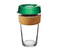 KeepCup Ace, Reusable Glass Coffee Cup with Recycled Tennis Ball and Cork Band, Splashproof Lid, Barista Standard, BPA Free, Dishwasher Safe, 454ml 16oz Slam