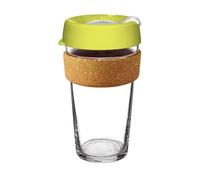 KeepCup Ace, Reusable Glass Coffee Cup with Recycled Tennis Ball and Cork Band, Splashproof Lid, Barista Standard, BPA Free, Dishwasher Safe, 454ml 16oz Slice