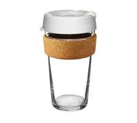 KeepCup Ace, Reusable Glass Coffee Cup with Recycled Tennis Ball and Cork Band, Splashproof Lid, Barista Standard, BPA Free, Dishwasher Safe, 454ml 16oz Racquet