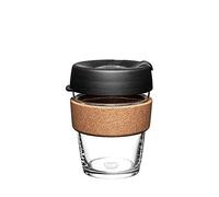 KeepCup Brew Cork - Reusable Coffee Cup Tempered Glass and Natural Cork, M 12oz/340ml - Black