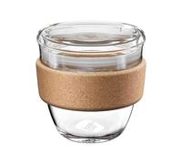 KeepCup Brew Cork Quicksip Tempered Glass Reusable Coffee Cup/Travel Mug with Natural Cork Band and Clear Spill Proof Lid - 8oz/227ml