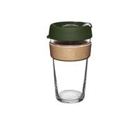 KeepCup Brew Cork - Reusable Coffee Cup Tempered Glass and Natural Cork, L 16oz/454ml - Pine