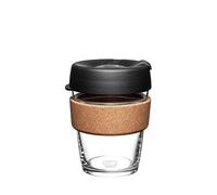 KeepCup Brew Cork - Reusable Coffee Cup Tempered Glass and Natural Cork, M 12oz/340ml - Black