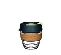 KeepCup Brew Cork, Reusable Tempered Glass Coffee Cup with Recovered Cork Band and Splashproof Lid, Barista Standard, BPA Free, Dishwasher Safe, 227ml 8oz Deep