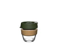 KeepCup Brew Cork, Reusable Tempered Glass Coffee Cup with Recovered Cork Band and Splashproof Lid, Barista Standard, BPA Free, Dishwasher Safe, 227ml 8oz Pine