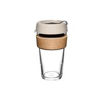 KeepCup Brew Cork, Reusable Tempered Glass Coffee Cup with Recovered Cork Band and Splashproof Lid, Barista Standard, BPA Free, Dishwasher Safe, 454ml 16oz Filter