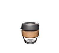 KeepCup Brew Cork, Reusable Tempered Glass Coffee Cup with Recovered Cork Band and Splashproof Lid, Barista Standard, BPA Free, Dishwasher Safe, 227ml 8oz Press