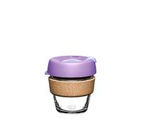 KeepCup Brew Cork, Reusable Tempered Glass Coffee Cup with Recovered Cork Band and Splashproof Lid, Barista Standard, BPA Free, Dishwasher Safe, 180ml 6oz Moonlight