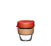 KeepCup Brew Cork, Reusable Tempered Glass Coffee Cup with Recovered Cork Band and Splashproof Lid, Barista Standard, BPA Free, Dishwasher Safe, 180ml 6oz Daybreak
