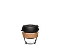 KeepCup Reusable Coffee Cup - Brew Tempered Glass and Natural Cork, XS 6oz/177ml - Black