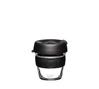 KeepCup Brew, Reusable Tempered Glass Coffee Cup with Silicone Band and Splashproof Sipper Lid, Barista Standard, BPA Free, Dishwasher Safe, 180ml 6oz Black