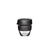 KeepCup Brew, Reusable Tempered Glass Coffee Cup with Silicone Band and Splashproof Sipper Lid, Barista Standard, BPA Free, Dishwasher Safe, 227ml 8oz Black