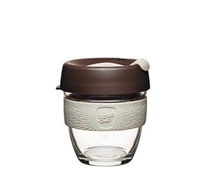 KeepCup Brew, Reusable Tempered Glass Coffee Cup with Silicone Band and Splashproof Sipper Lid, Barista Standard, BPA Free, Dishwasher Safe, 227ml 8oz Roast