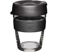 KeepCup Brew, Reusable, Tempered Glass Cup with Silicone Band, Black, 12oz/340ml