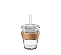 KeepCup Cold Cup - Brew Cork Tempered Glass Ice Coffee Tumbler with Recovered Cork Band, Lid and Straw - 12oz (340ml)