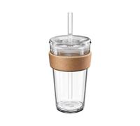 KeepCup Cold Cup - Brew Cork Tempered Glass Ice Coffee Tumbler with Recovered Cork Band, Lid and Straw - 16oz (454ml)