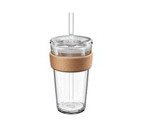 KeepCup Cold Cup - Brew Cork Tempered Glass Ice Coffee Tumbler with Recovered Cork Band, Lid and Straw - 16oz (454ml)