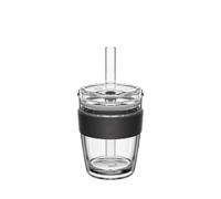 KeepCup Cold Cup - Longplay Double Wall Glass Ice Coffee Tumbler with Lid and Straw - 12oz (340ml) - Black