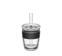 KeepCup Cold Cup - Longplay Double wall Glass Ice Coffee Tumbler with Lid and Straw - 12oz (340ml) - Black