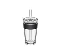 KeepCup Cold Cup - Longplay Double Wall Glass Ice Coffee Tumbler with Lid and Straw - 16oz (454ml) - Black