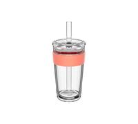 KeepCup Cold Cup - Longplay Double Wall Glass Ice Coffee Tumbler with Lid and Straw - 16oz (454ml) - Californian Shrimp