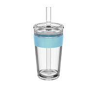 KeepCup Cold Cup - Longplay Double Wall Glass Ice Coffee Tumbler with Lid and Straw - 16oz (454ml) - Cloud