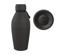 KeepCup Cup-to-Bottle Kit, 2 in 1 Reusable Water Bottle and Travel Mug, Insulated Stainless Steel Dual Opening with Leakproof Sipper Lid - 530ml Bottle to 12oz Cup -Black